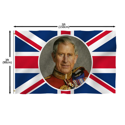 Couronnement de haute qualité 2023 du Roi Charles III du Roi Charles Flag R-U de 3x5ft