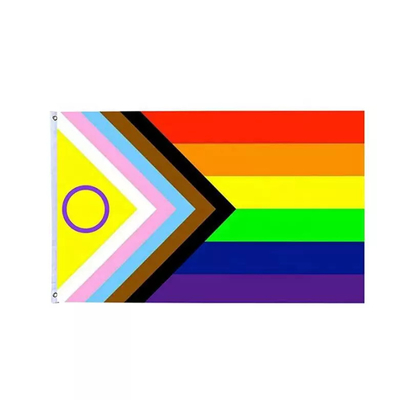 Drapeau LGBT arc-en-ciel à impression numérique Drapeau de progression en polyester 3x5Ft 100D