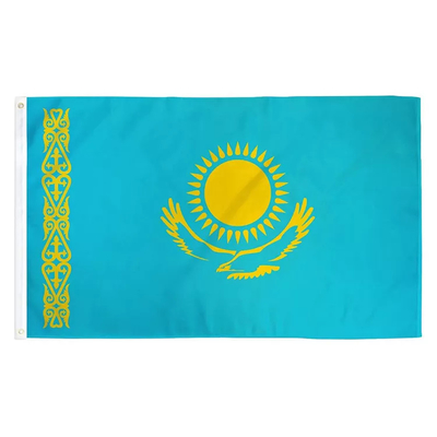 Impression 100% de Digital de coutume du drapeau de pays de Kazakhstan de polyester 3X5ft/impression d'écran